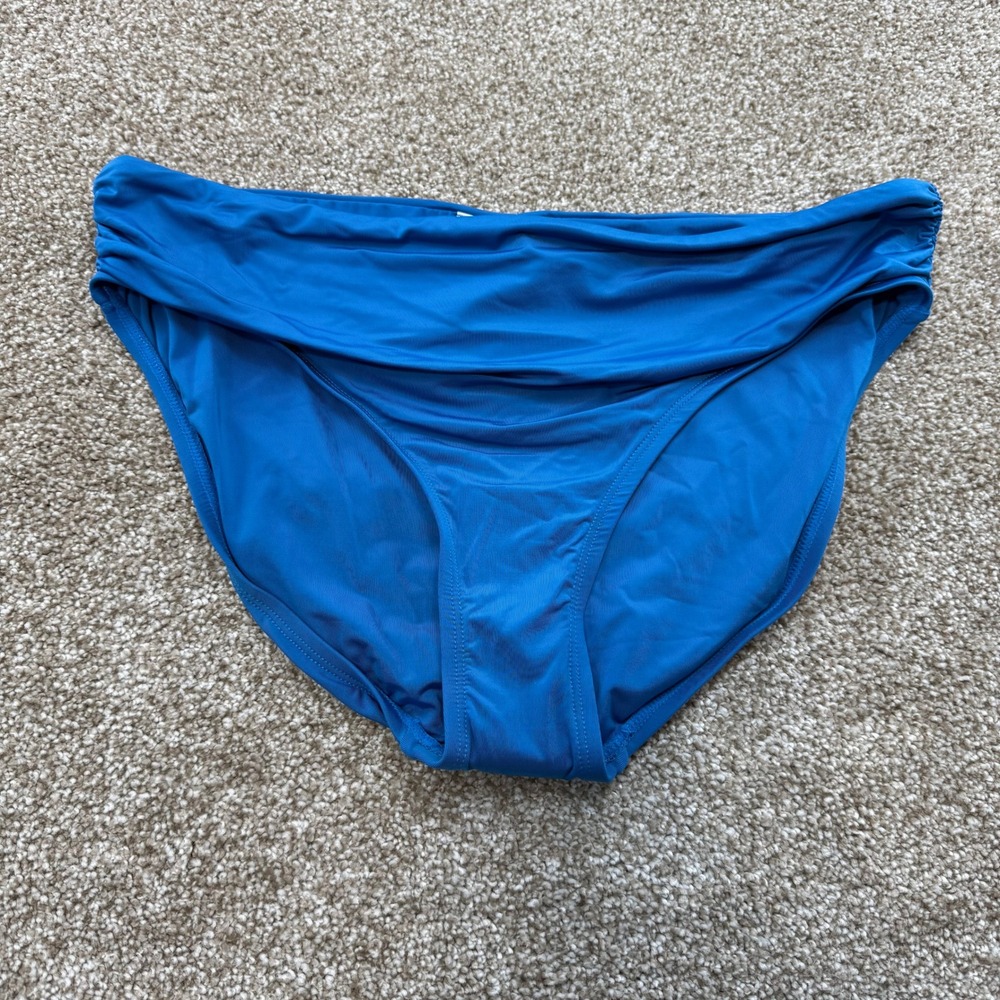 Kenneth Cole New York Womens Ruched Bikini Bottoms Ocean Blue Large NEW Swim L
